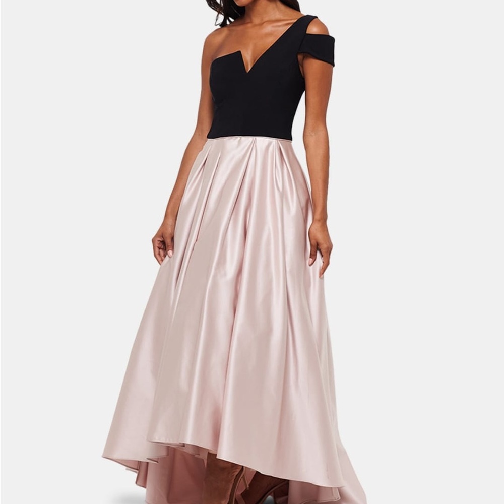 Betsy & Adam High Low Evening Gown